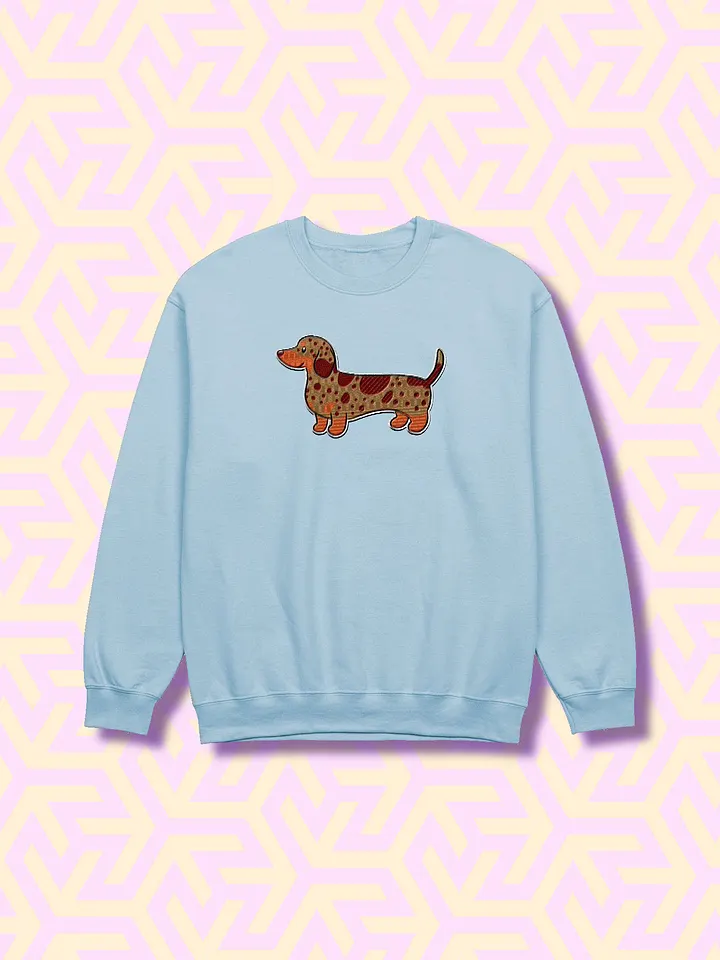 Cheerful Dachshund Cartoon Embroidered Crewneck product image (1)