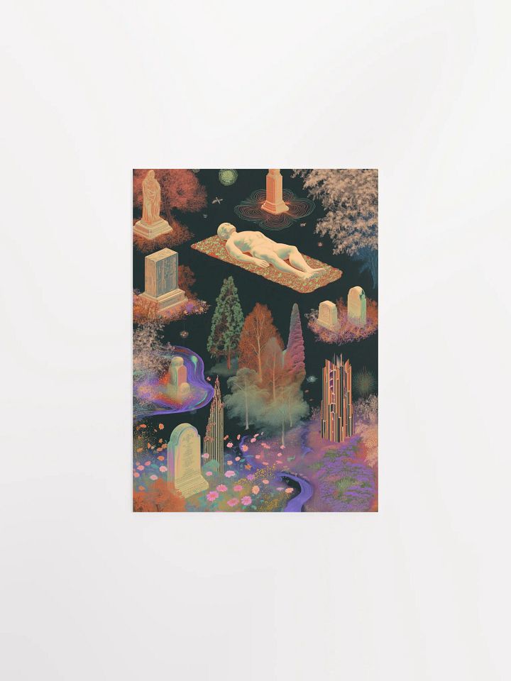Psychedelic Afterlife: Surreal Cemetery, Floating Figure, and Cosmic Gardens product image (2)