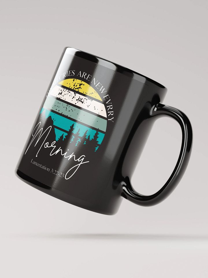Tranquil Morning Black Glossy Mug – Inspirational Christian Coffee Cup – Durable Ceramic by KKacreations product image (3)