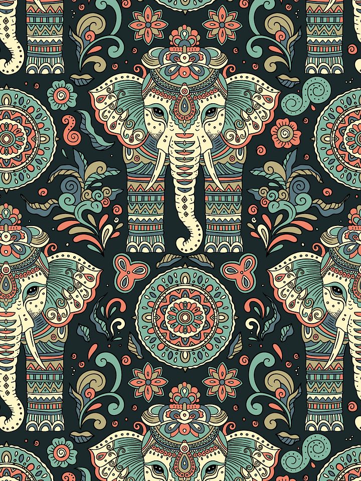 Boho Elephant Seamless Pattern product image (1)