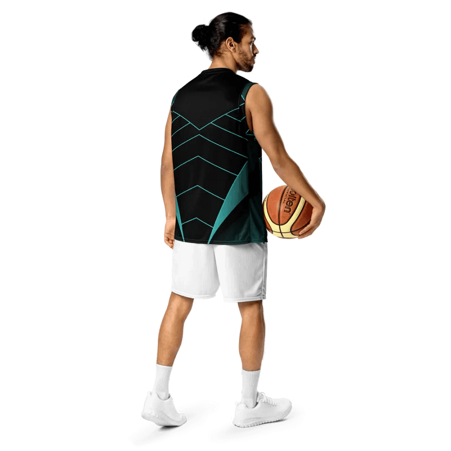 Teal Zigzag Symmetry Basketball Jersey product image (11)
