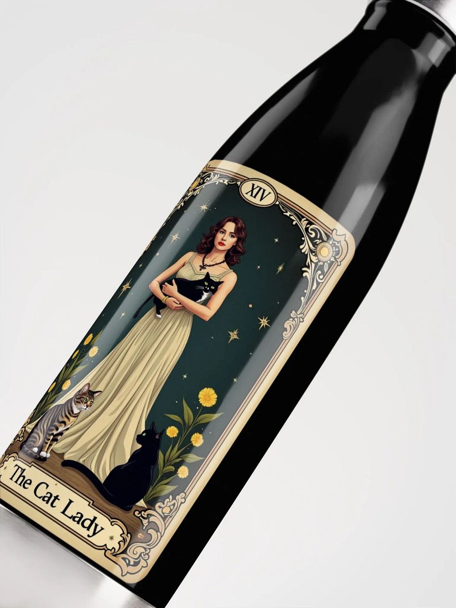 The Cat Lady Stainless Steel Water Bottle - Mystical Tarot Design product image (5)