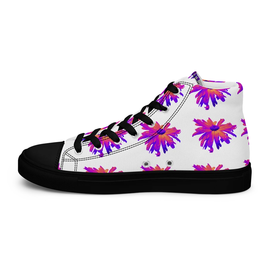 Abstract Pink Floating Daisy Flower Women's Black Toe High Top Canvas Shoes product image (28)