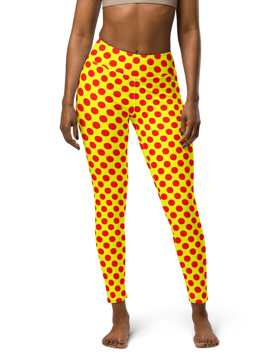 Red Polka Dots on Yellow Yoga Leggings product image (3)
