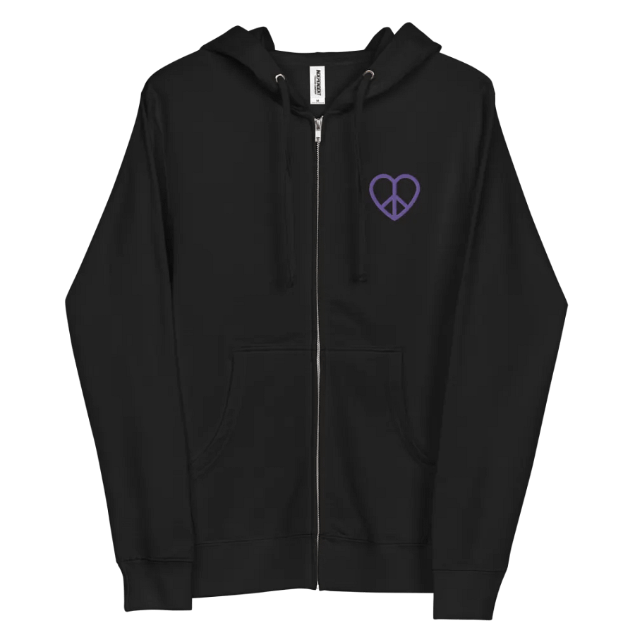 Embroidered Front Peace-Heart Zip Hoodie with Large Back Image of Galaxy Peace-Heart product image (5)