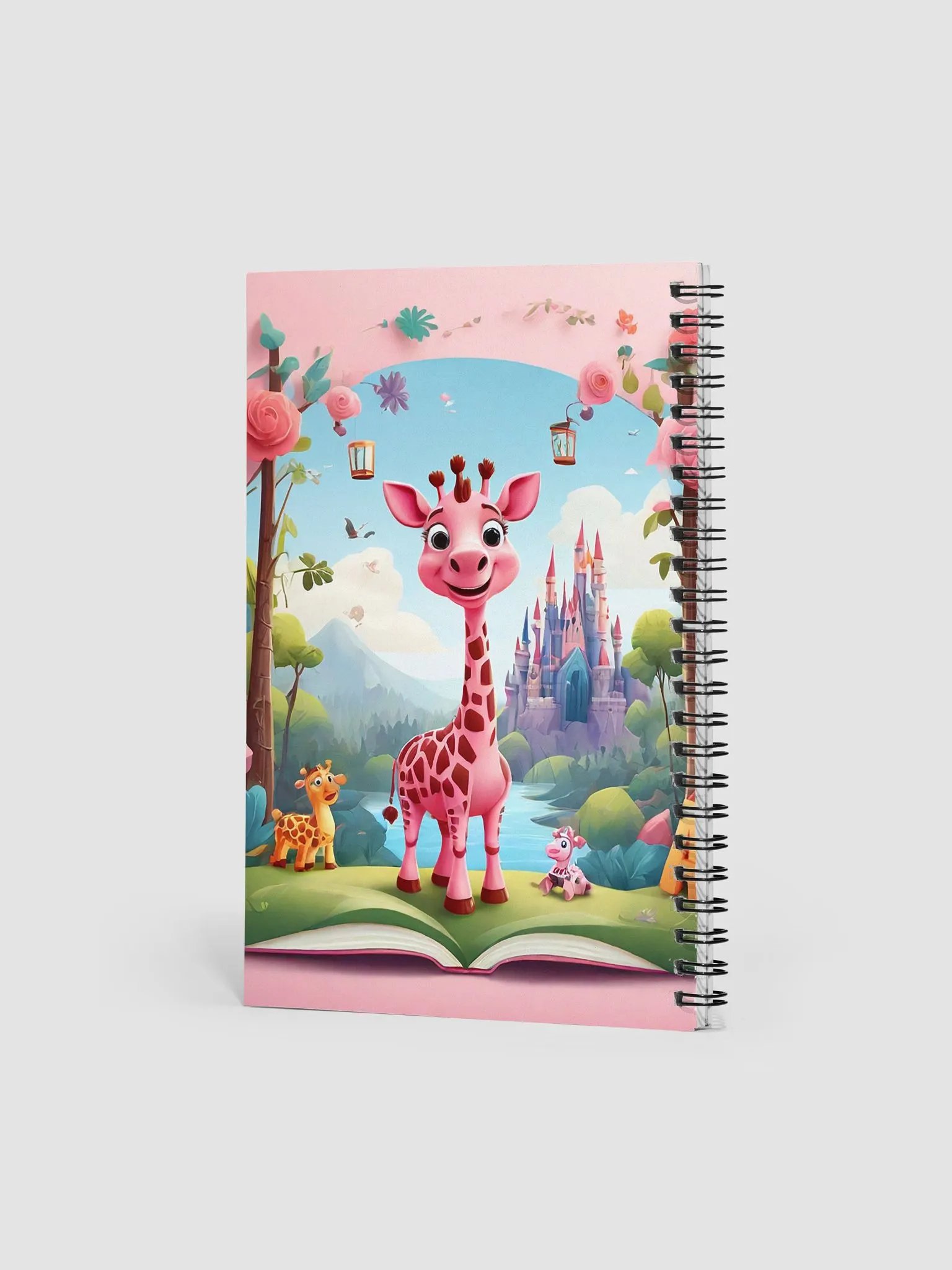 pink giraffe with flower and book product image (2)
