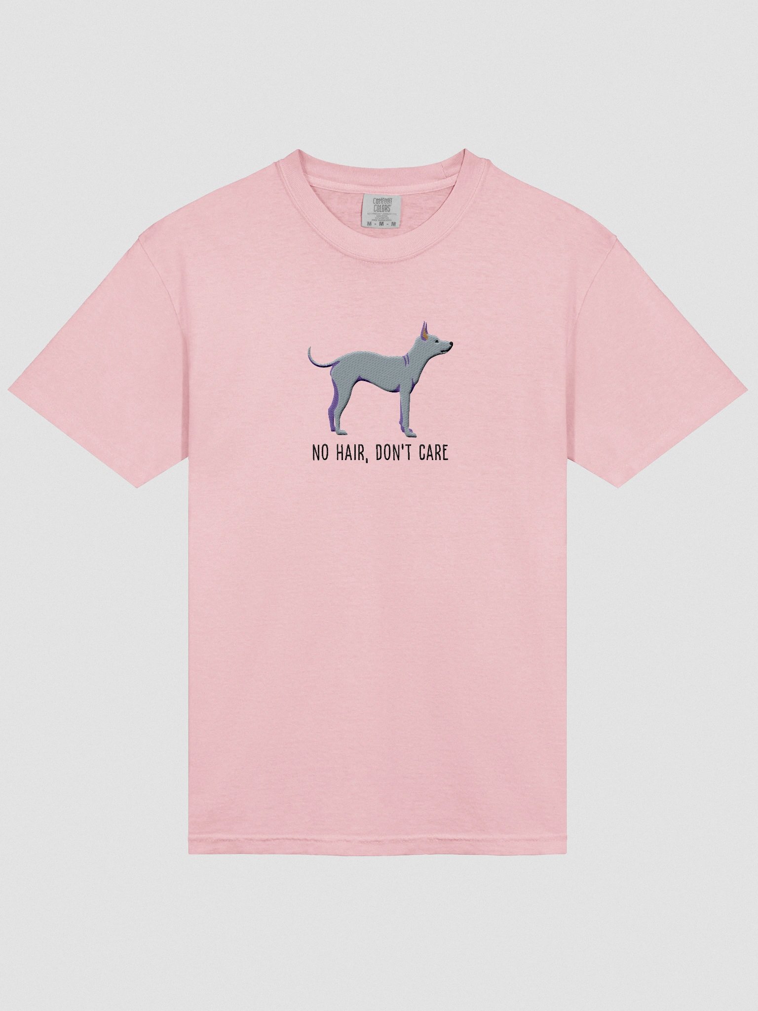 No Hair, Don't Care T-Shirt(Embroidered) of an American Hairless Terrier(Gray) product image (6)