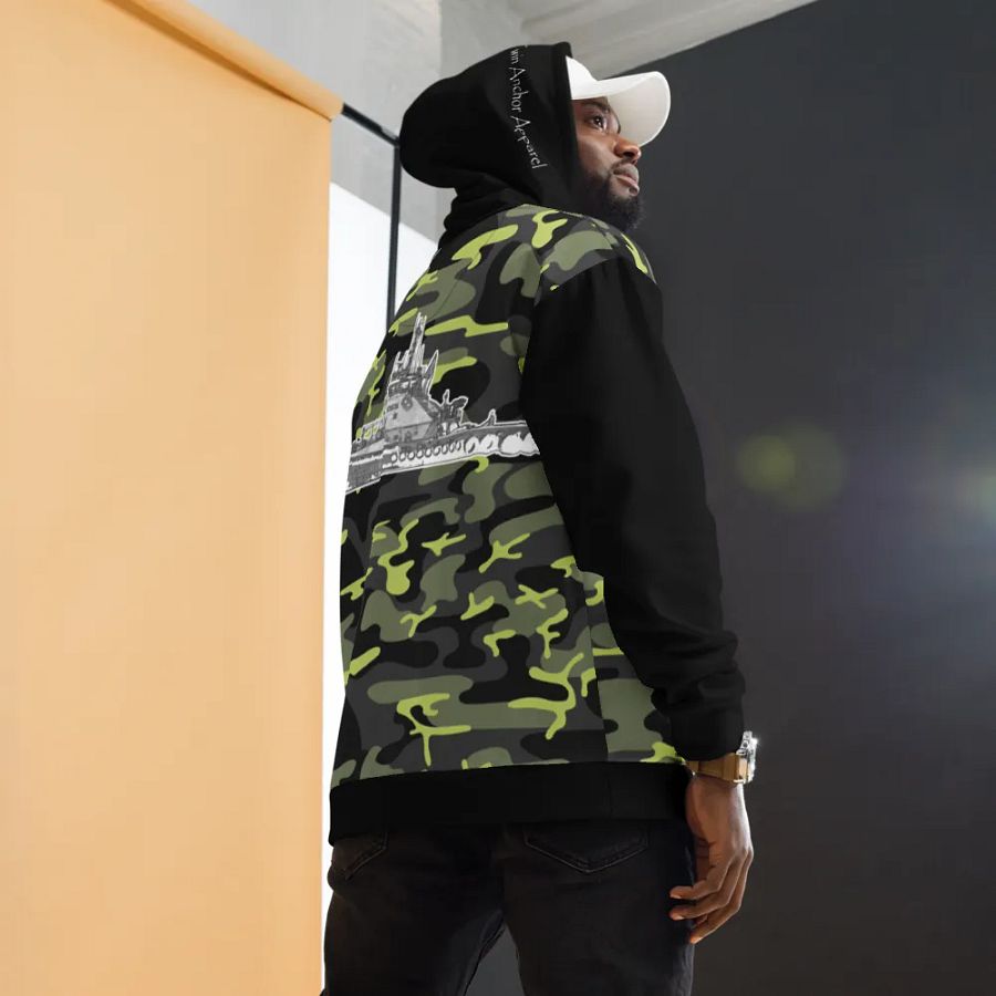 black & Green Camouflage Foss tug Sketch Hoodie product image (10)