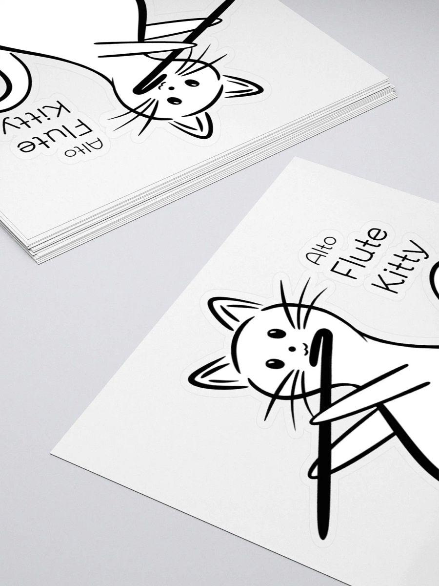 Whimsical Kiss Cut Alto Flute Kitty Sticker product image (4)