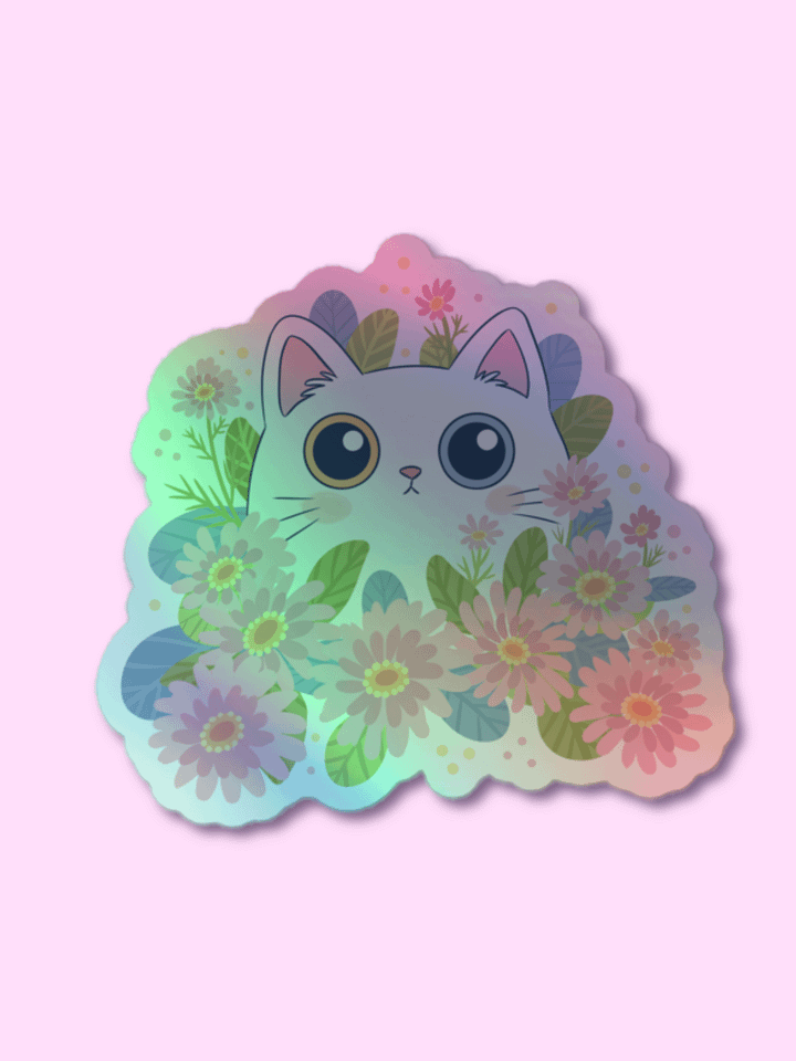 Whimsical Cat Holographic Sticker Sheet product image (1)