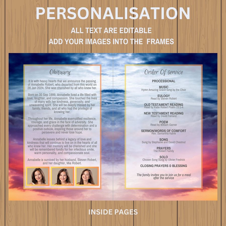 Magic Sky Funeral Program Canva Template product image (8)