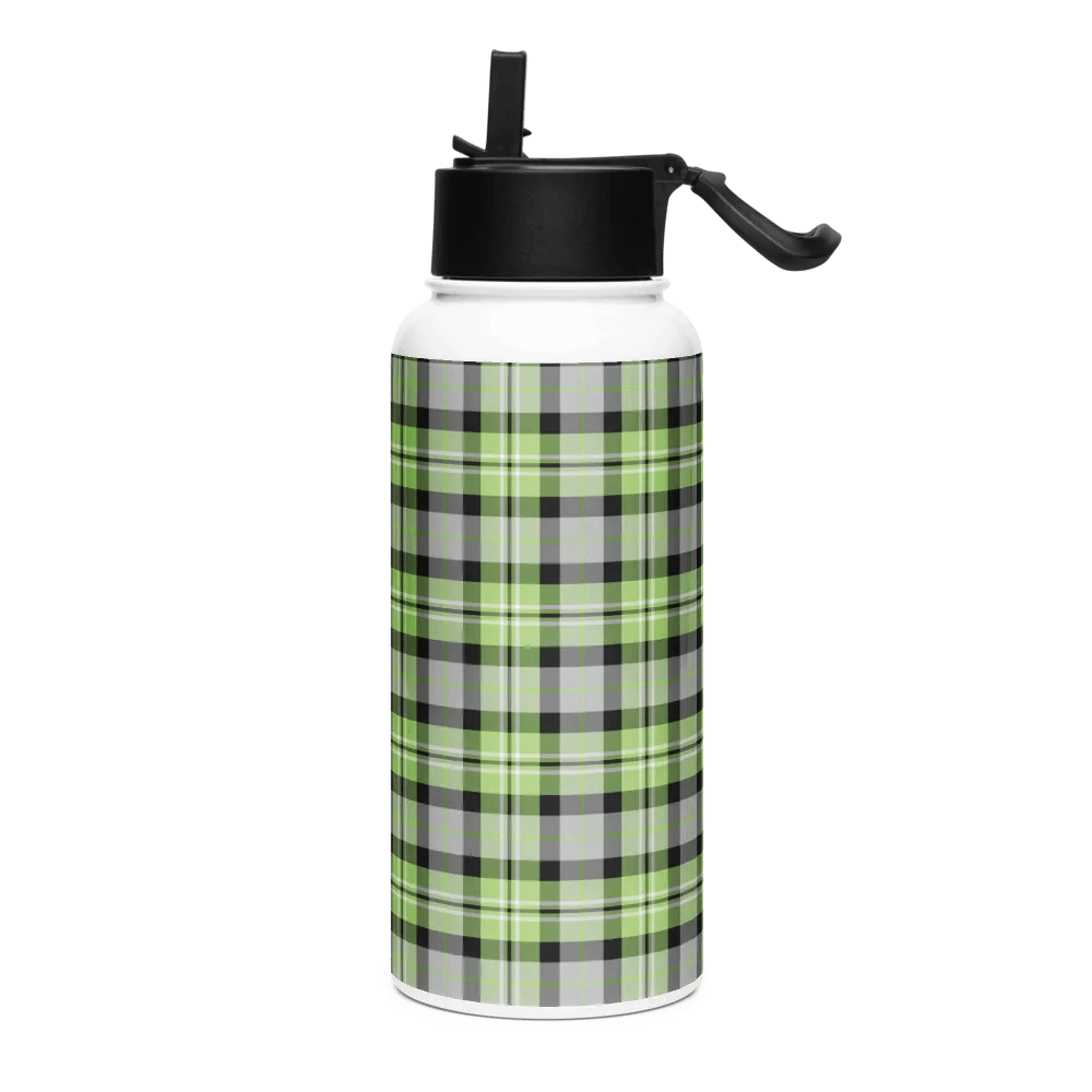 Light Green and Gray Plaid Water Bottle product image (2)