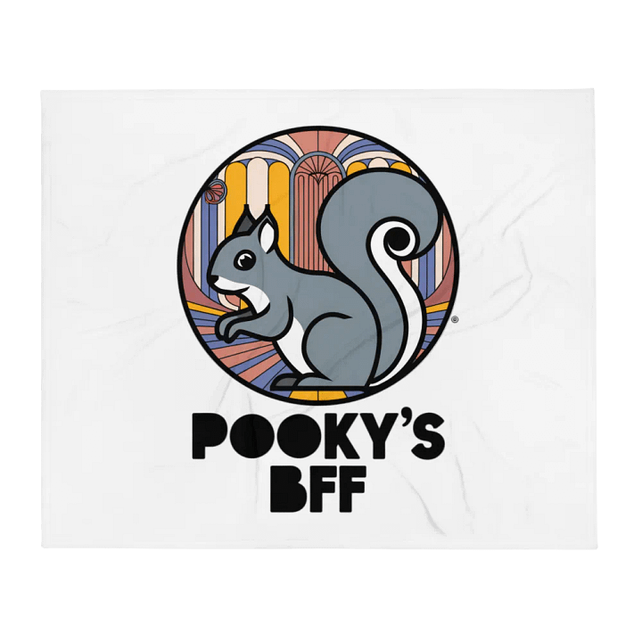Ultra soft and plushy blanket: Pooky's BFF: Closed Retro Font, Stylized Pooky, symetrical 30s influence background product image (2)