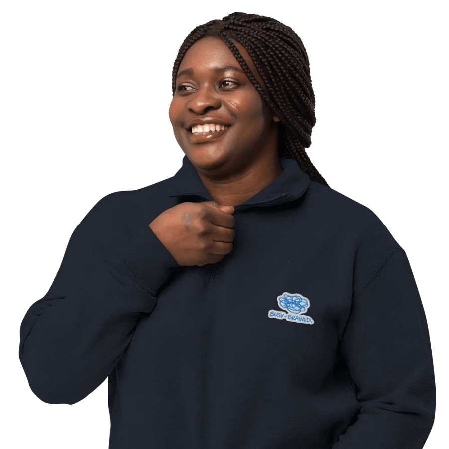 BUSY-BRAINED (aqua bubble design) embroidered quarter zip product image (13)