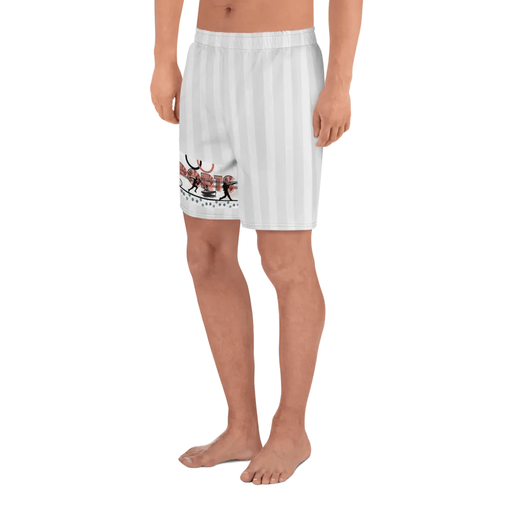 Sports design -Backfill Stripes- White &Ash-All-Over Print Athletic Shorts product image (3)