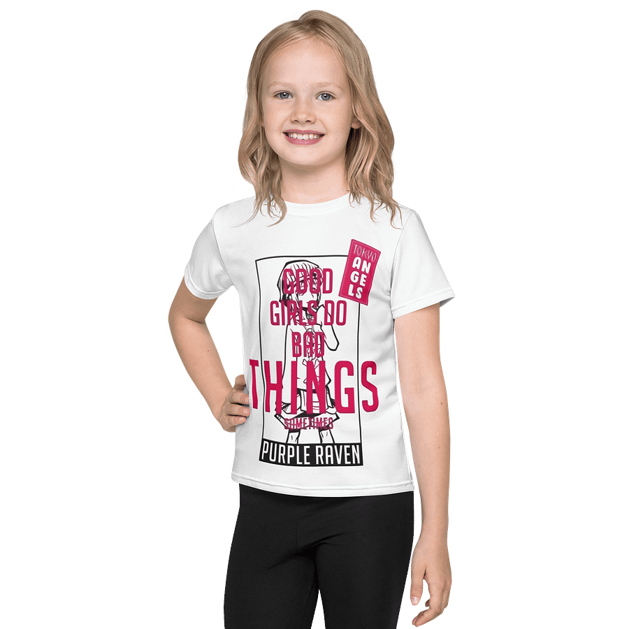 Kids Crew Neck T-Shirt Good Girl Lettering All-Over Print product image (1)