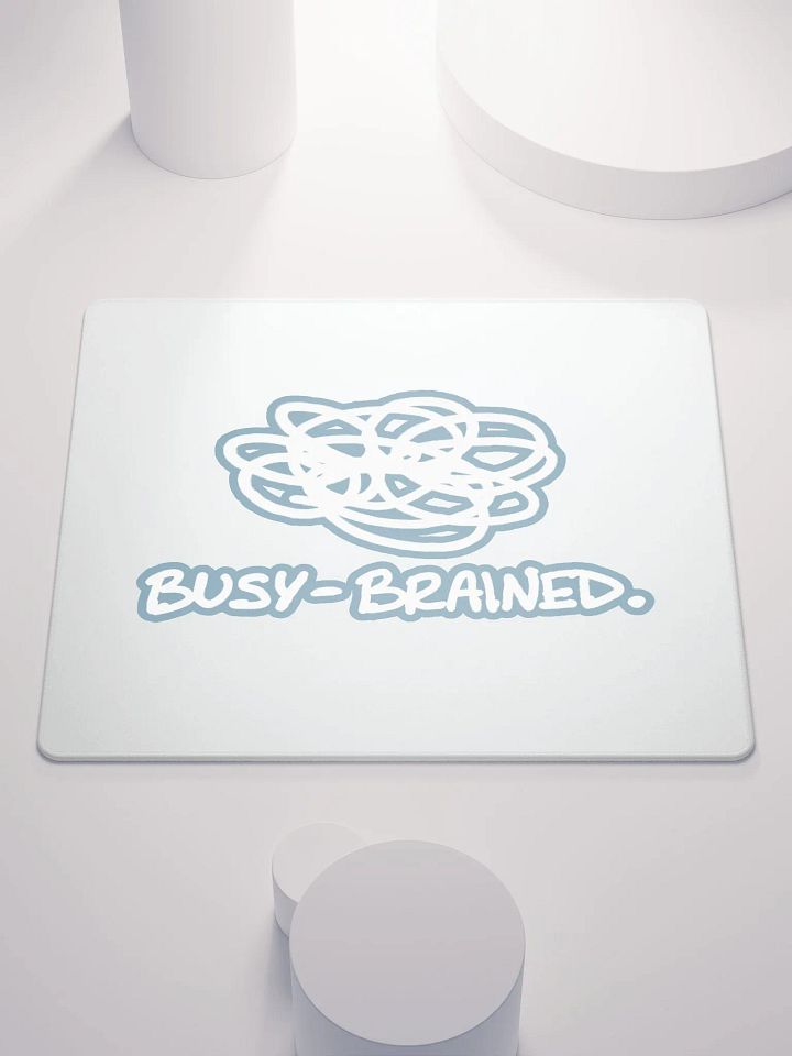 BUSY-BRAINED (lined design, #709AAF) mouse pad product image (1)
