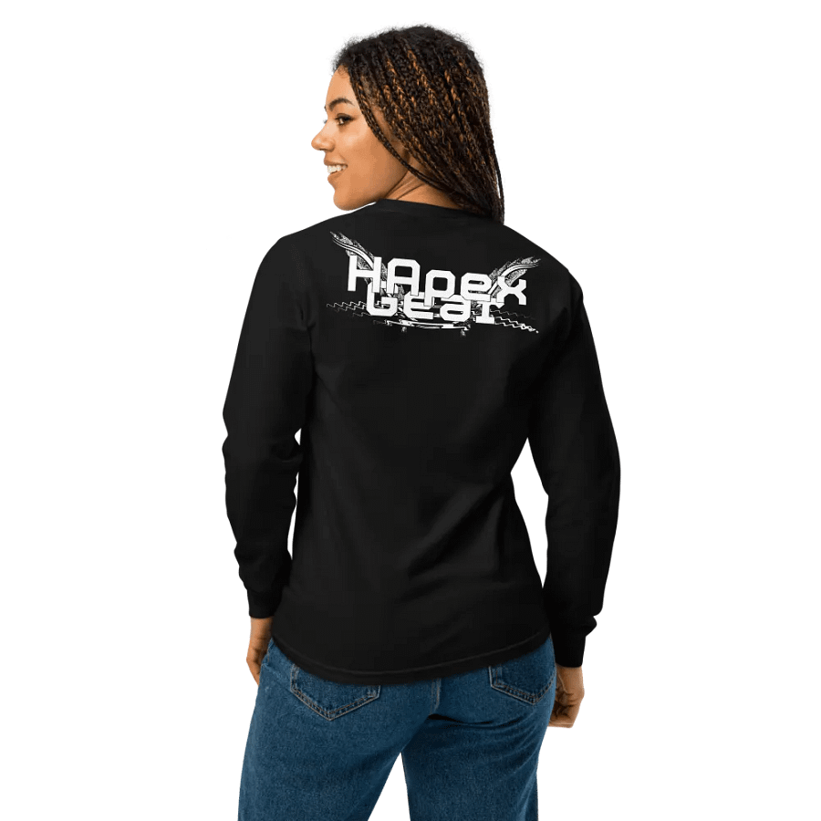 Unisex Garment-Dyed Heavyweight Long Sleeve Shirt - White HApex Gear White Logo product image (4)