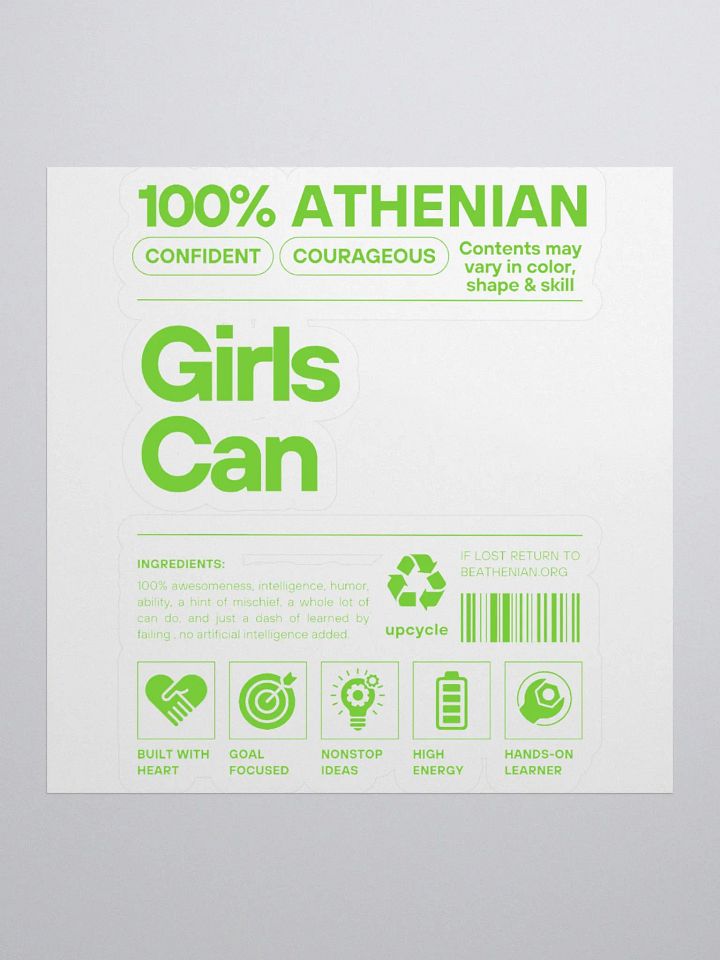 100% Athenian "Girls Can" Sticker product image (1)