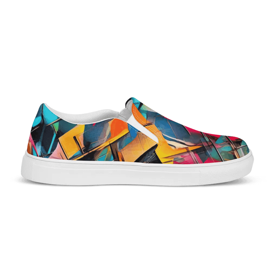 Mans Slip On Sneaker _ Calceonova Streetwear _ Custom Design Shoes _ Abstract Graffiti Shattered Neon product image (8)