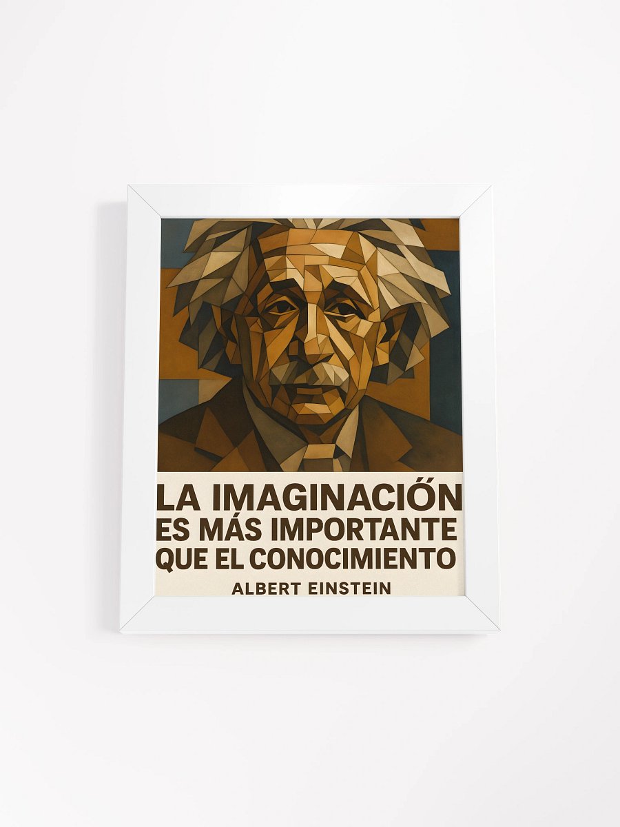 Póster ultra-premium Einstein cubista corregido con cita española auténtica product image (1)
