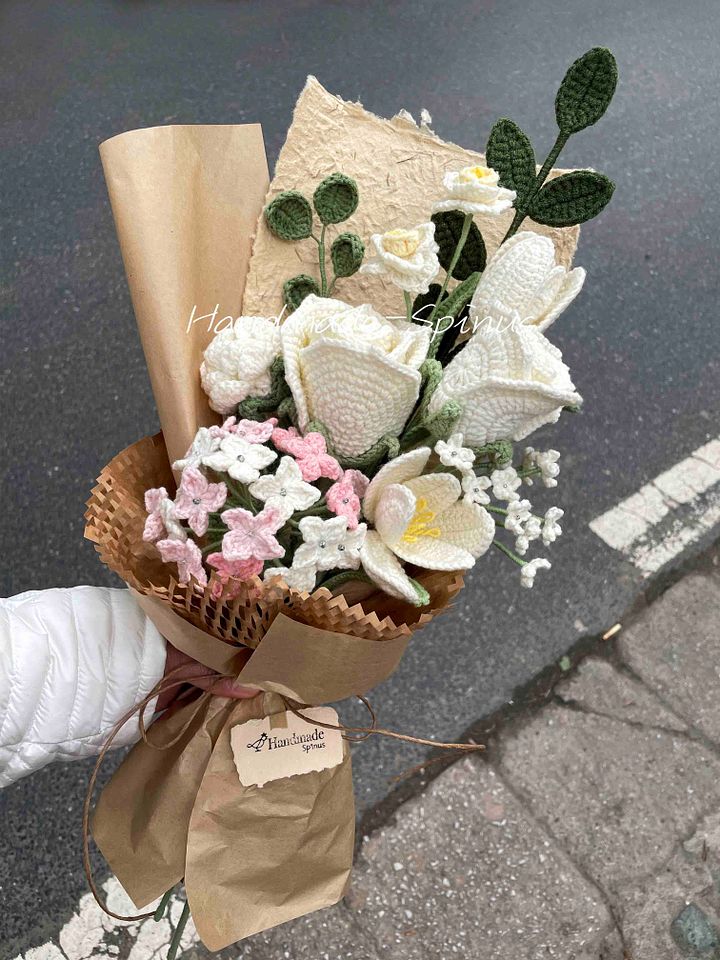 Large Pink Hydrangea Crochet Knit Bouquet product image (2)