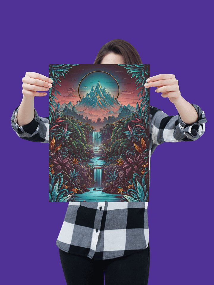 Twilight Mountain Falls - Vibrant Matte Wall Decor Poster product image (2)