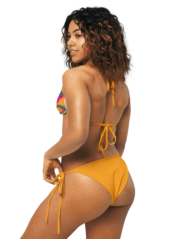 Gold Low Rise Cheeky String Bikini, Mardi Gras Top, Gold Bottoms product image (5)