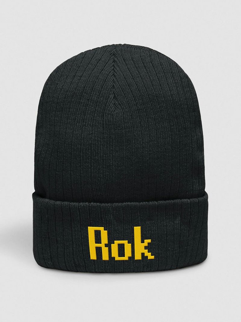 "ROK" BEANIE [BLACK, GOLD EMBROIDERED]