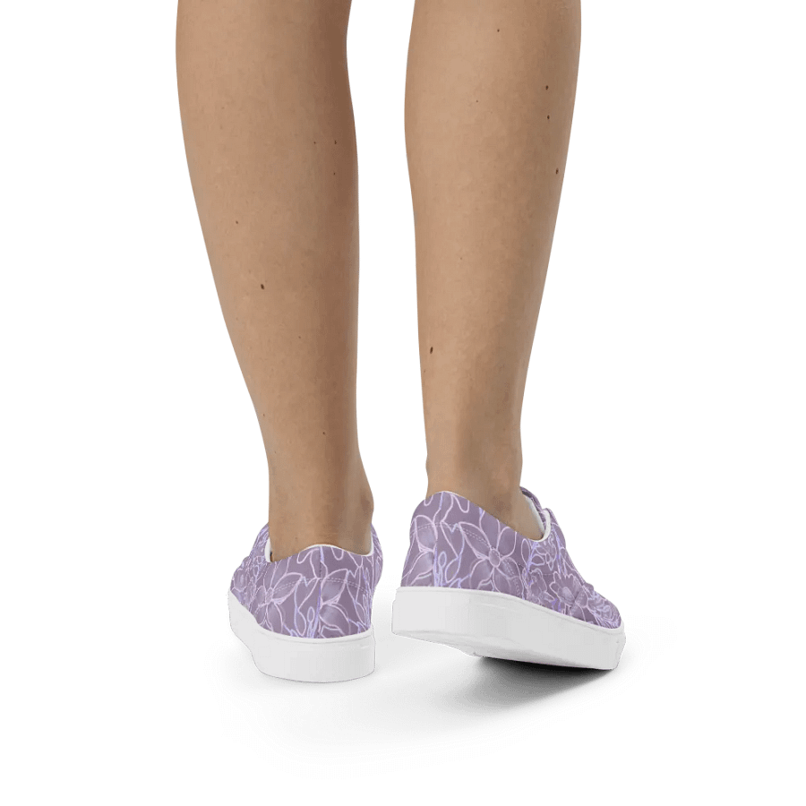 Line art Lilac and Pink Floral/Women's Lace-Up Canvas Shoes by Allcolor product image (7)