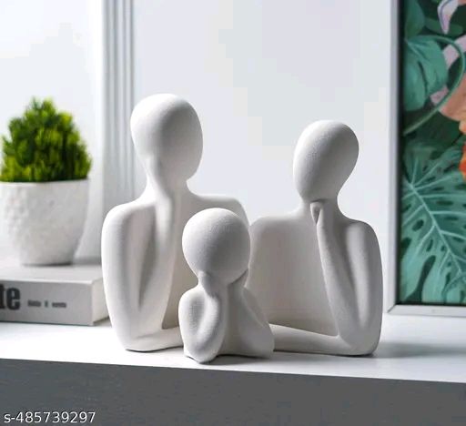 Couple Family Thinker Statue 3-Figure Ceramic Family Sculpture | Decorative Statues for Bookshelf | Home decor Showpiece for Living room desktop table showcase tv cabinet. product image (4)