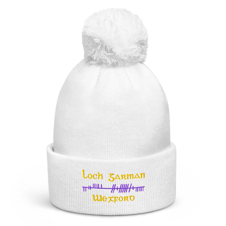 Wexford/Loch Garman Orthodox style Ogham embroidered Pom-Pom Beanie product image (1)