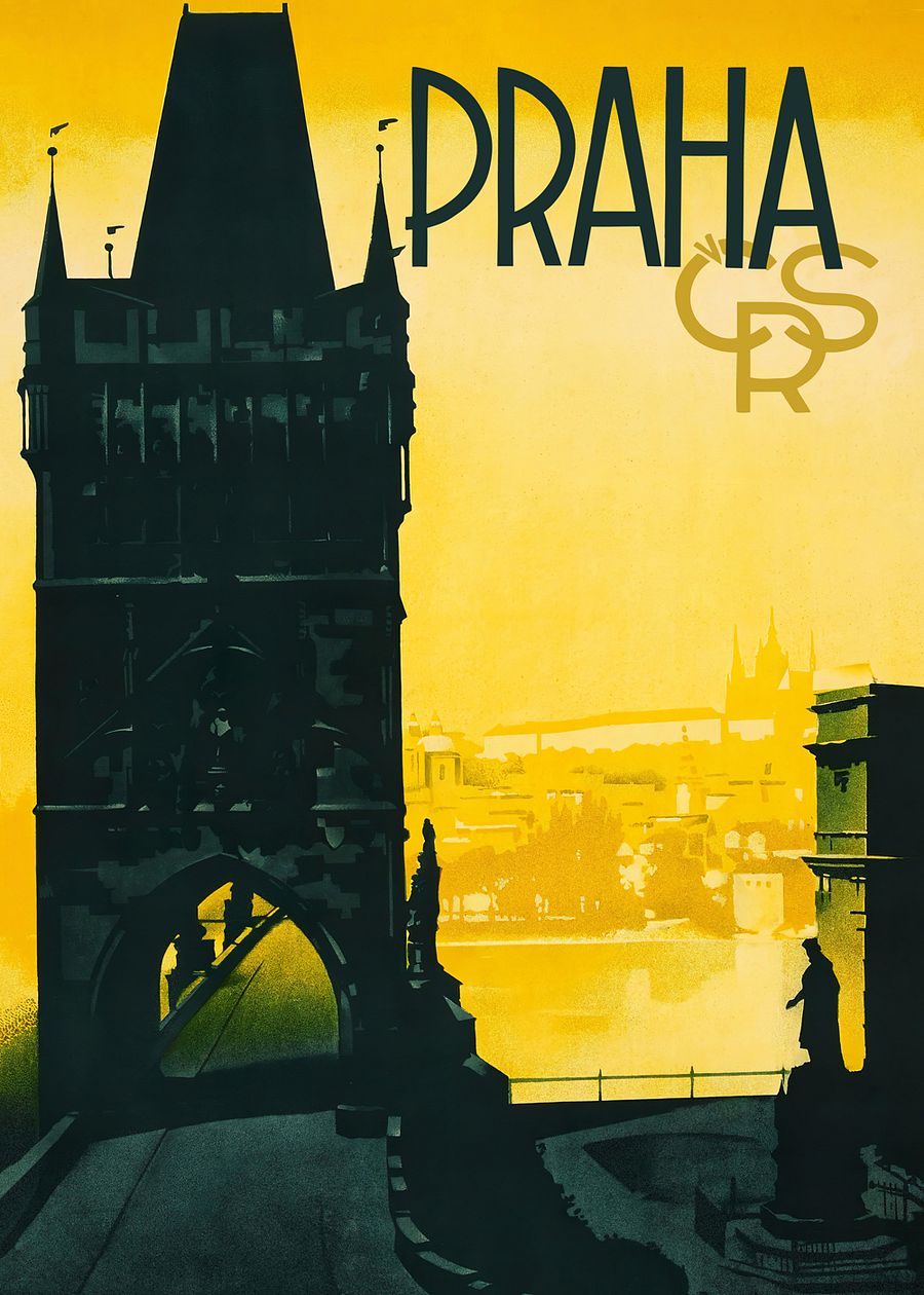 Prague Czech, 1930s — Retro travel poster, vintage travel print product image (4)