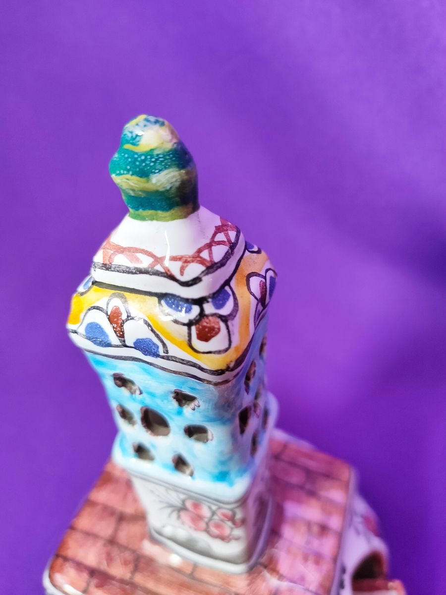 Raro e extraordinário cinzeiro, artesanato português, pintado à mão, século XVII, presente floral, presente homem de secretária product image (6)