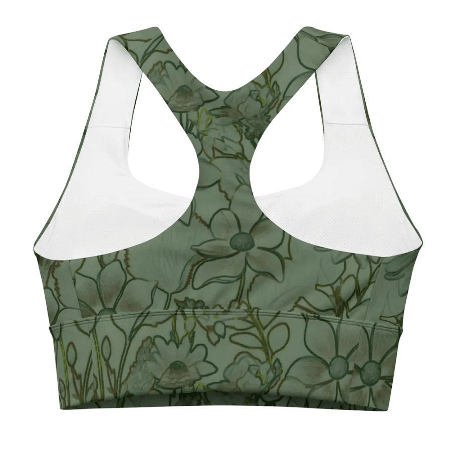 Line Art Floral Green/All-Over Print Longline Sports Bra by Sublicolor product image (1)