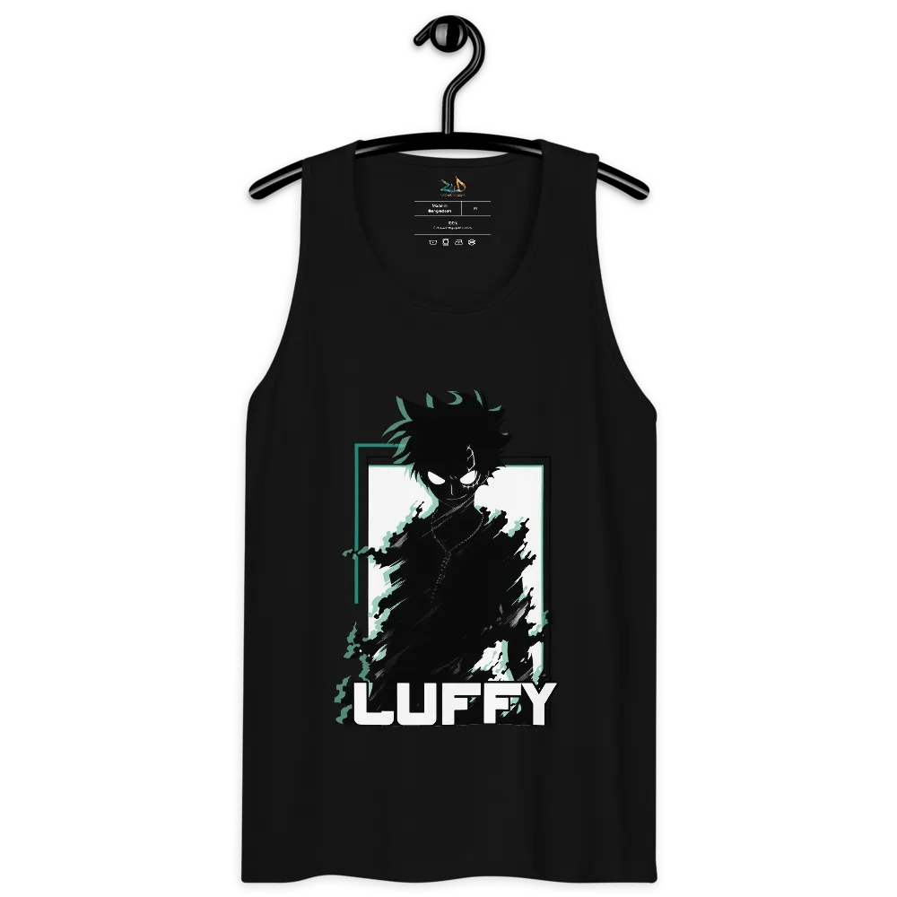 Shadowed Vigilance: LUFFY Anime Glitch Design Tank Top product image (6)