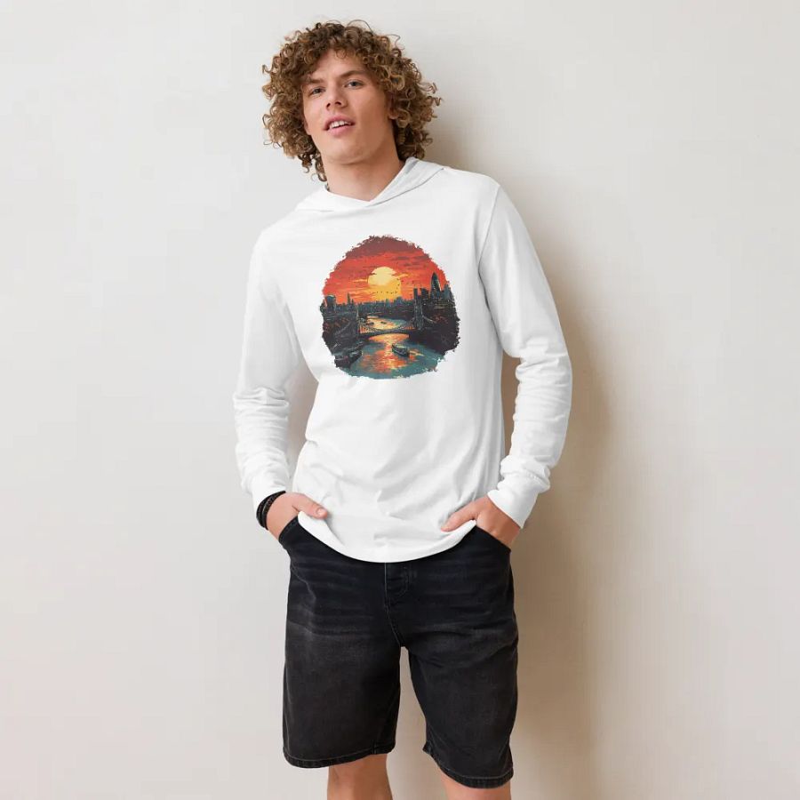 London Sunset Unisex Hooded Tee – Tower Bridge & City Lights product image (3)