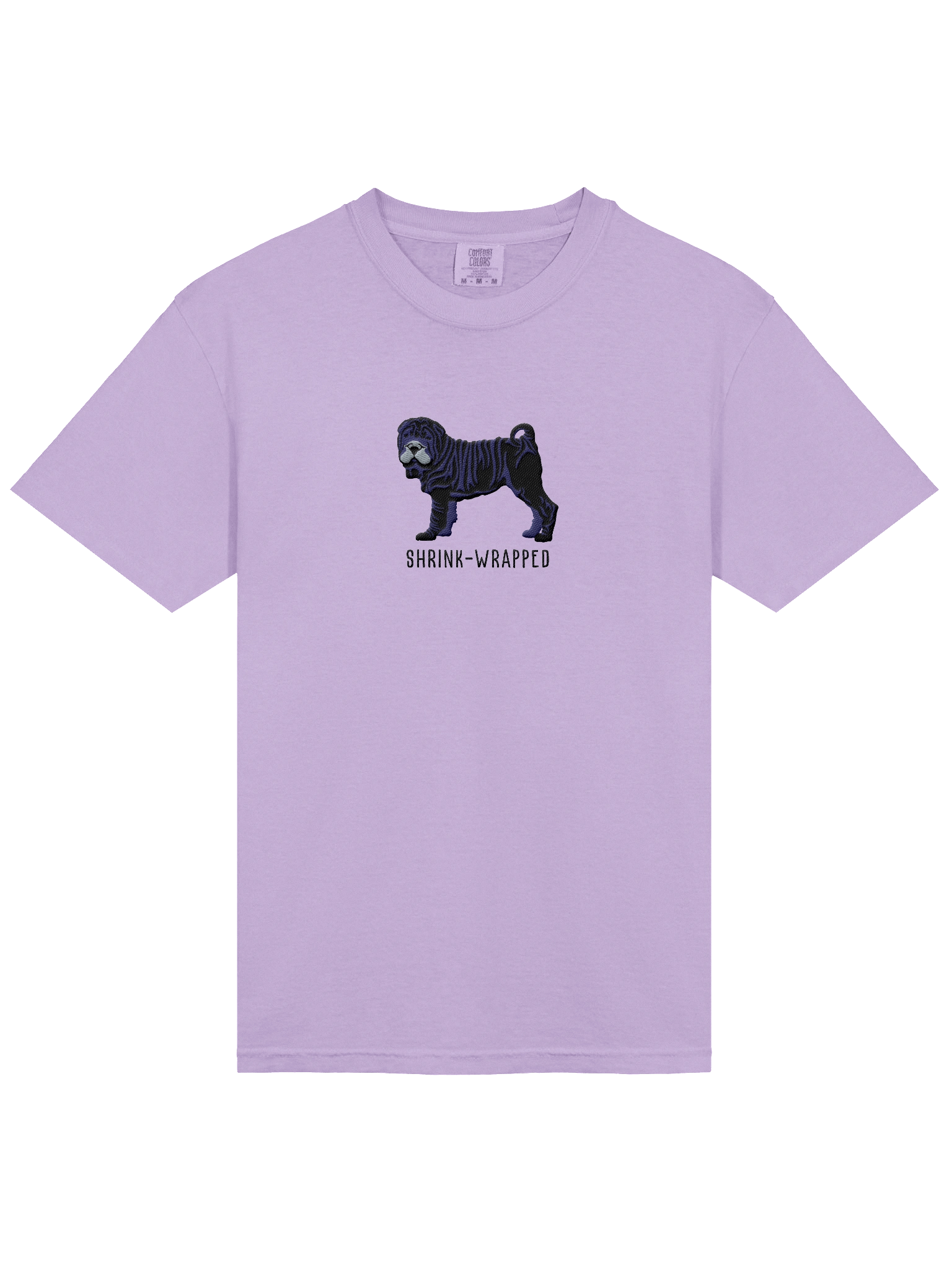 Shrink-Wrapped T-Shirt(Embroidered) of a Chinese Shar-Pei(Black) product image (33)