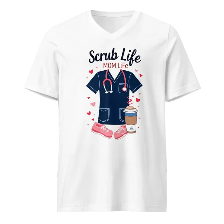 MOM Life Scrub Life v-neckTee product image (1)