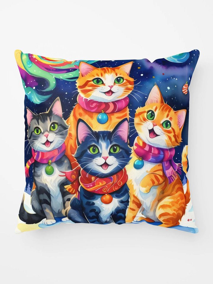 Festive Cats in Scarves Pillow product image (1)