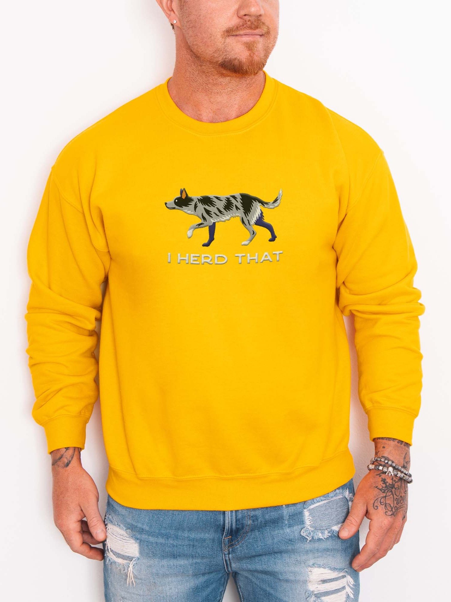I Herd That Sweatshirt (Embroidered) of an Australian Koolie(Blue Merle) product image (2)