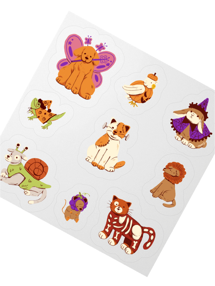 Costumed Critters Sticky Sheet product image (2)