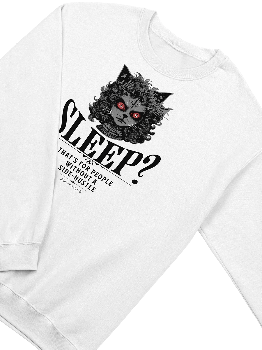 Sleepless Hustle: No Sleep, Just Side-Gigs Crewneck Sweatshirt in Vivid Black product image (4)