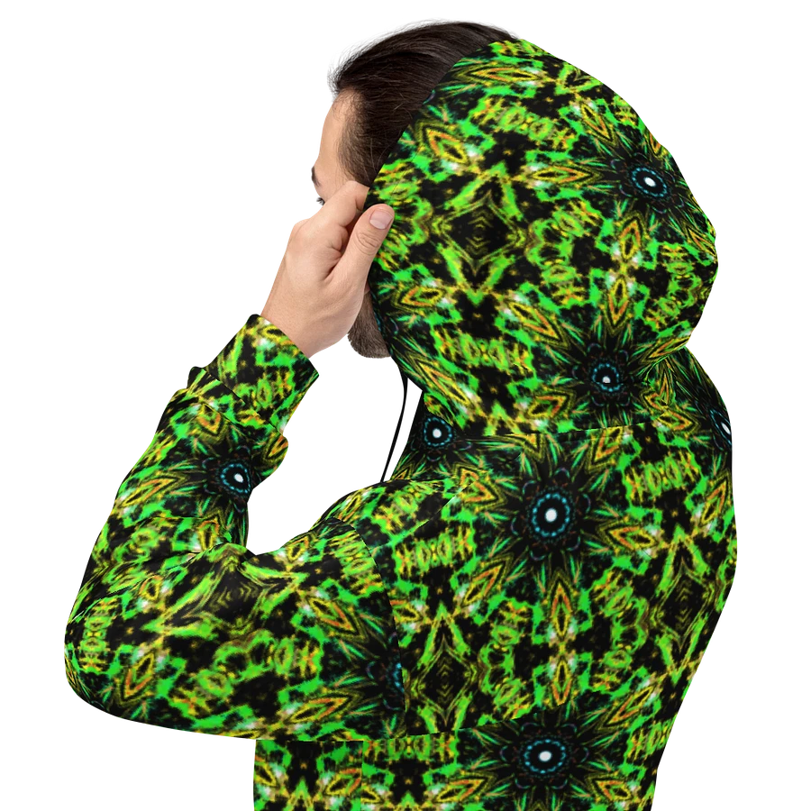 Abstract Repeating Neon Green Kaleidoscope Pattern Unisex Unisex All Over Print Hoodie product image (4)