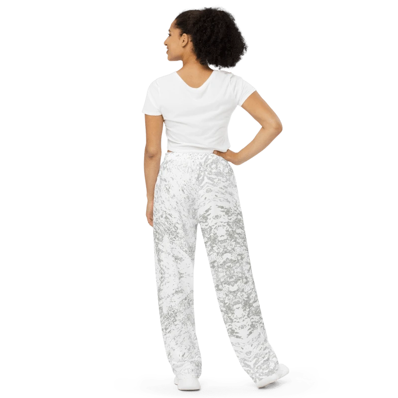 Abstract Pale Monochrome Unisex Wide Leg Trousers product image (15)