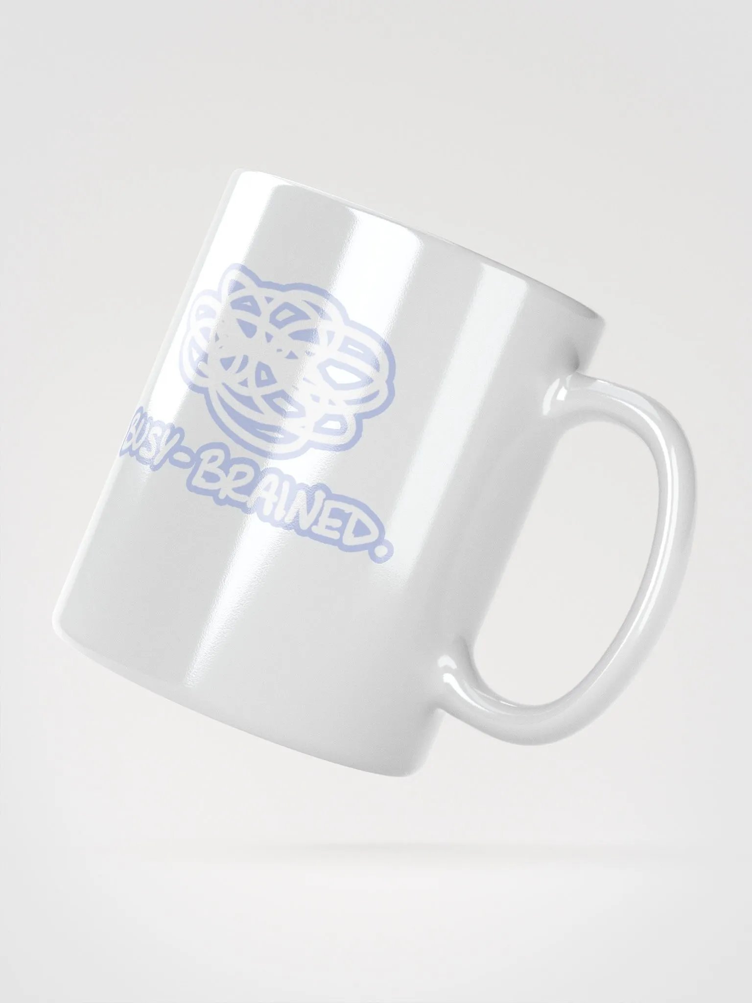 BUSY-BRAINED (lined design, #BDCAEF) glossy white mug product image (3)