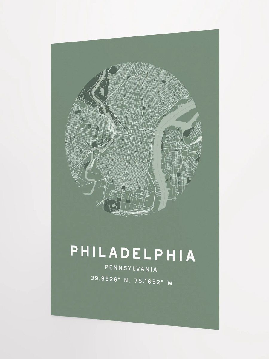 Philadelphia Street Map Poster – Sage Green Minimalist Circular City Art product image (5)