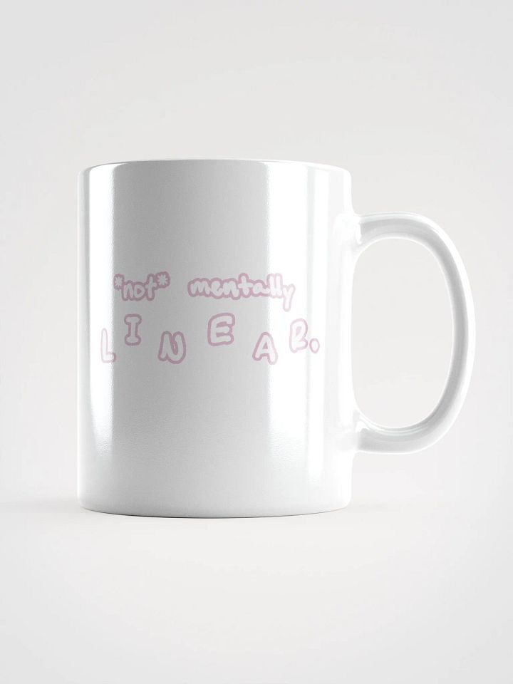*not* mentally linear (lined design, #E1B9CE) glossy white mug product image (1)