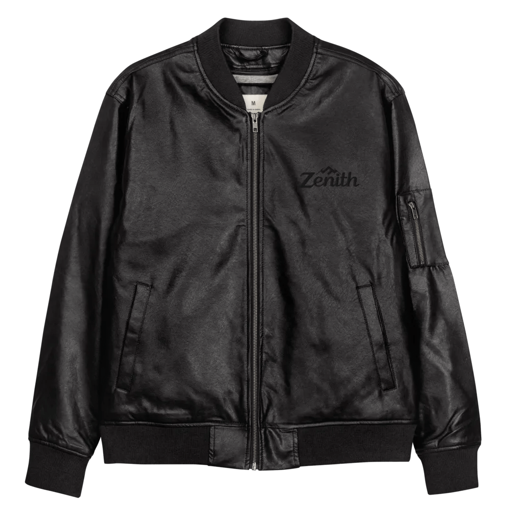 Zenith Unisex Faux Leather Bomber Jacket - Relaxed Fit, Heavyweight PU Leather, Sizes XS-3XL, Available in Black and Brown product image (11)