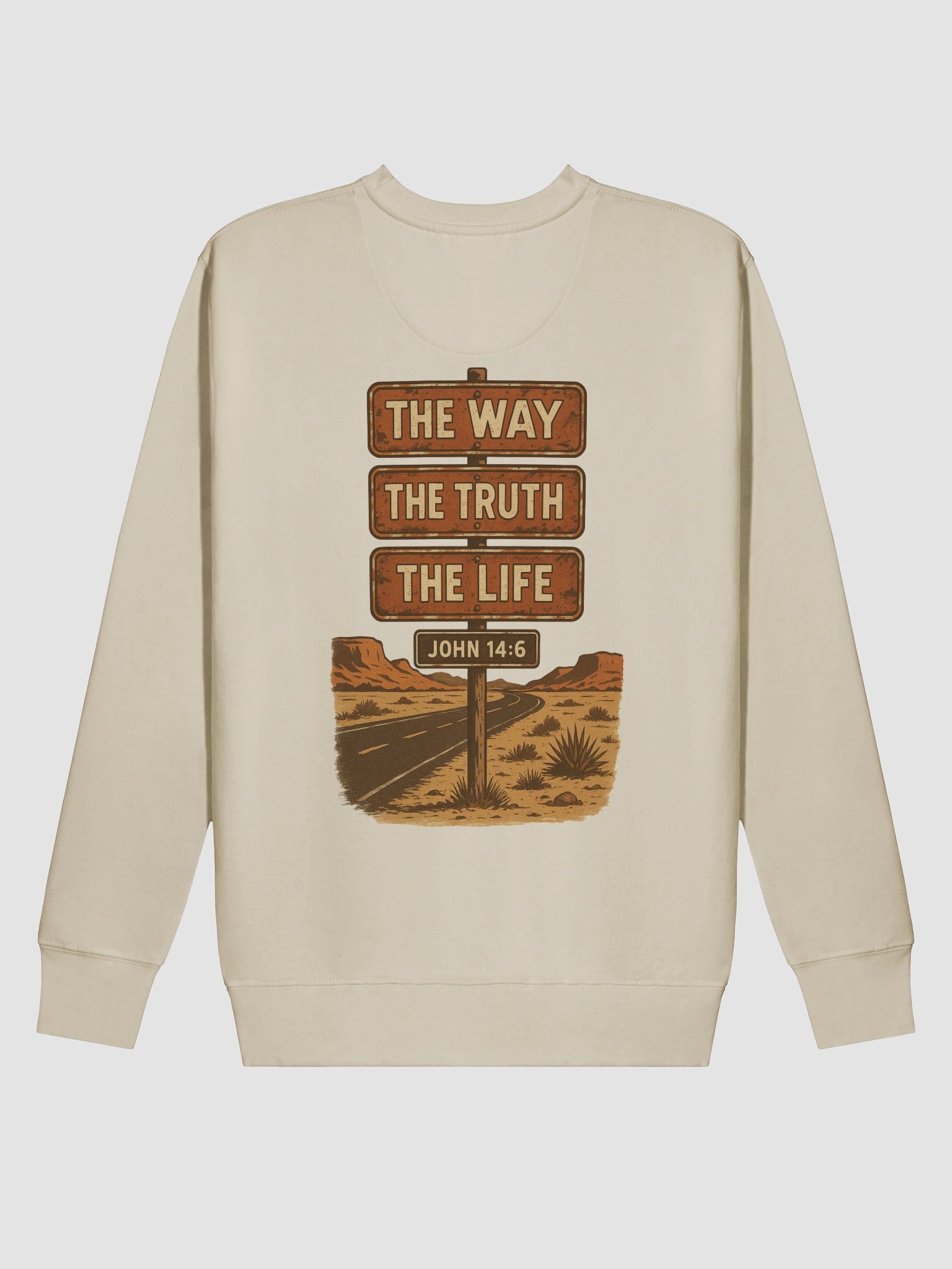 The Way, The Truth, The Life – Vintage Road Sign (John 14:6) Crewneck product image (5)